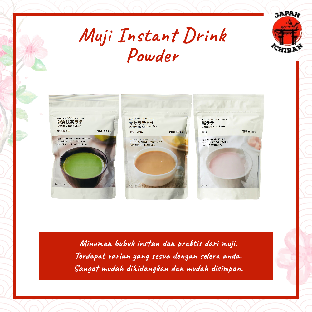 

Muji Instant Drinks Powder - Bubuk Minuman Instant Muji Matcha Latte, Sakura Latte, Masala Chai Tea Original Jepang