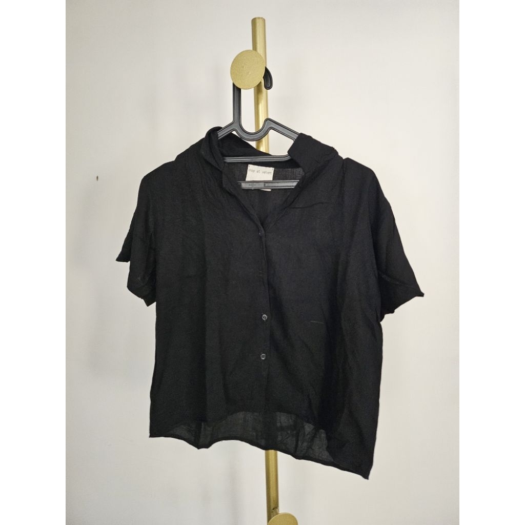 kemeja wanita hitam katun