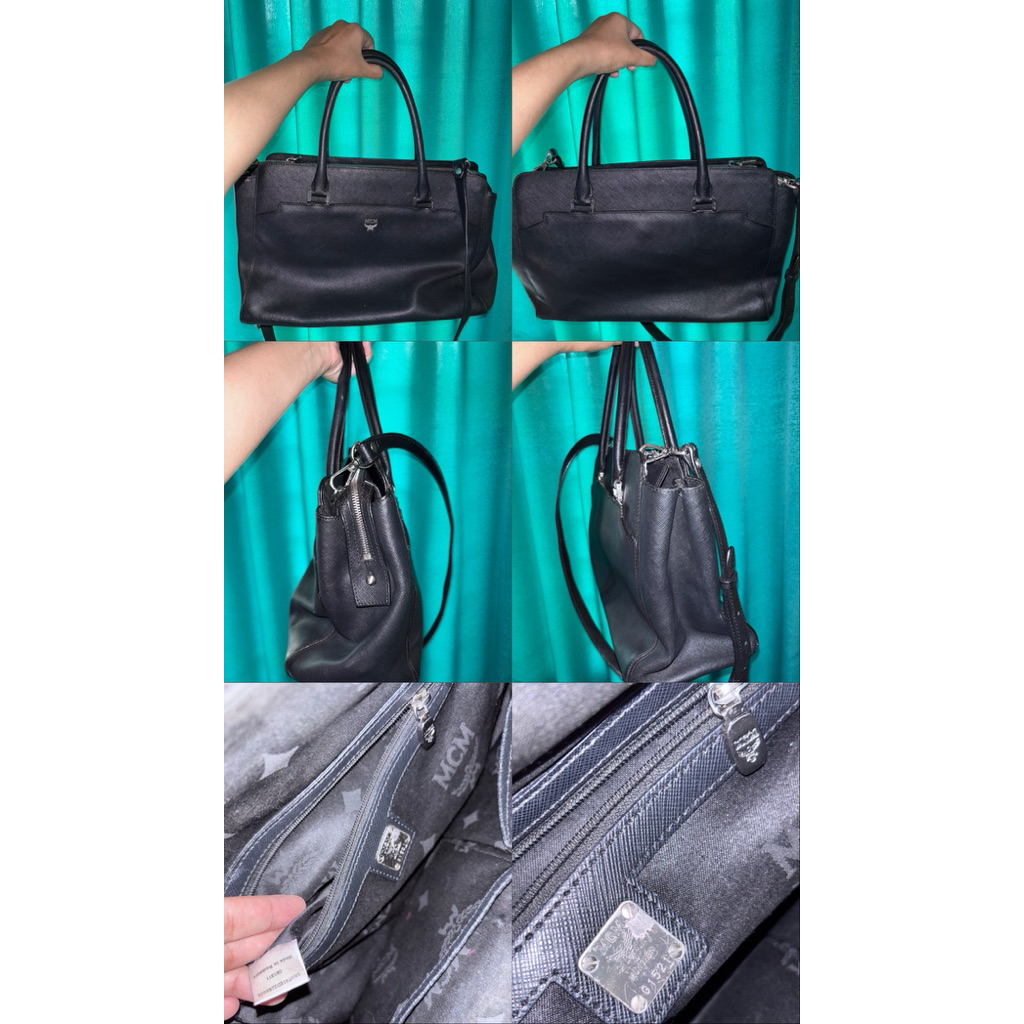 mcm saffiano tote sling leather bag authentic preloved