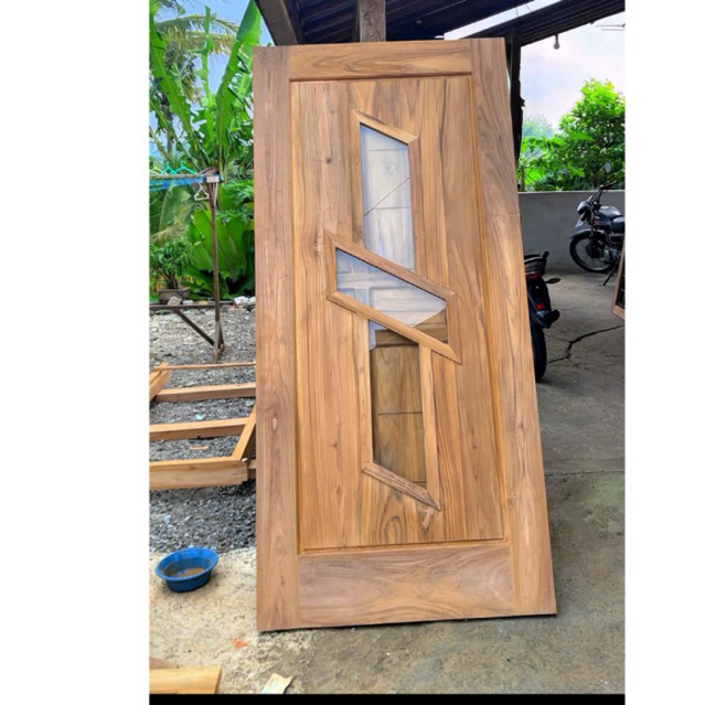 Pintu Jati Kaca Bening