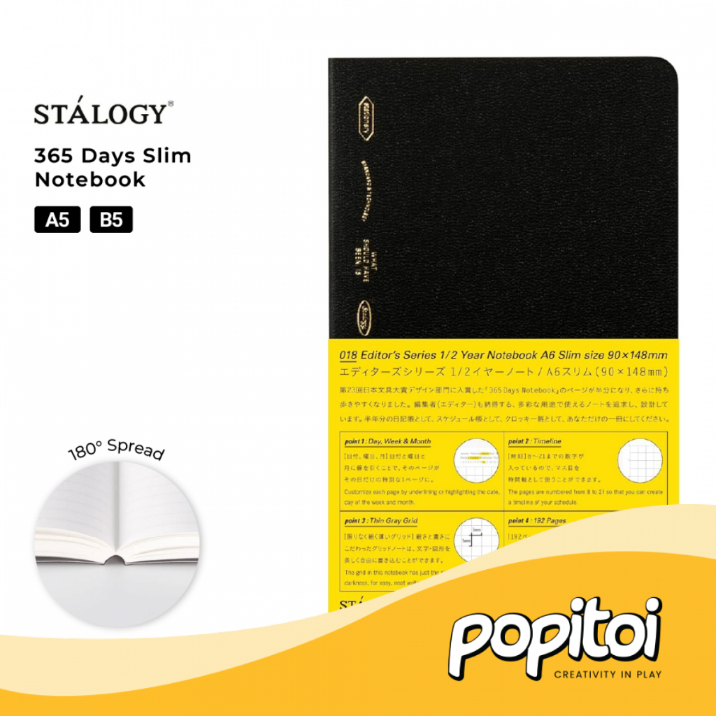 

STALOGY 365 Days Notebook Grid A6 B6 Slim Buku Catatan Jurnal