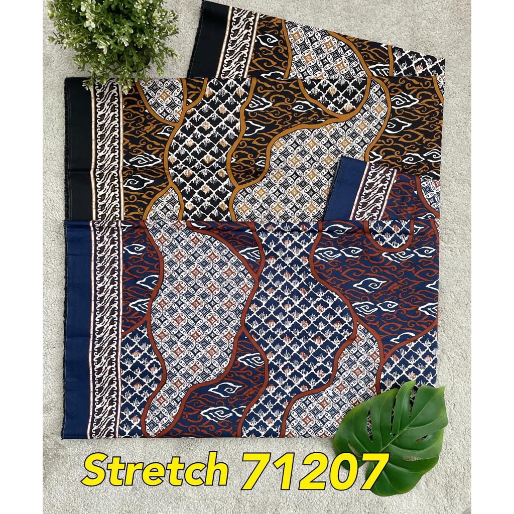 Kain Katun Stretch Premium Motif Batik 71207 (Per 0,5M) Katun Stretch Batik Kemeja
