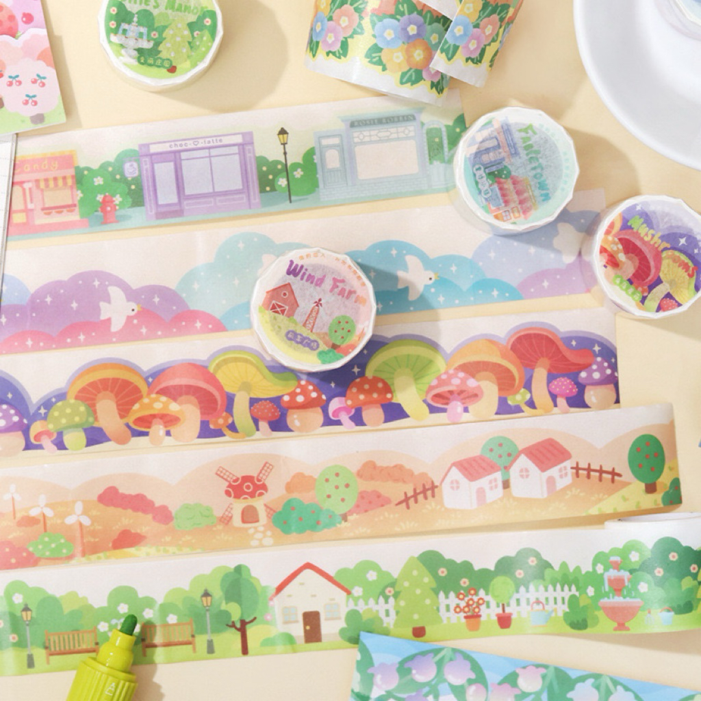 

(9D) washi tape selotip kertas motif design anak korea panting lukisan air watercolor journaling