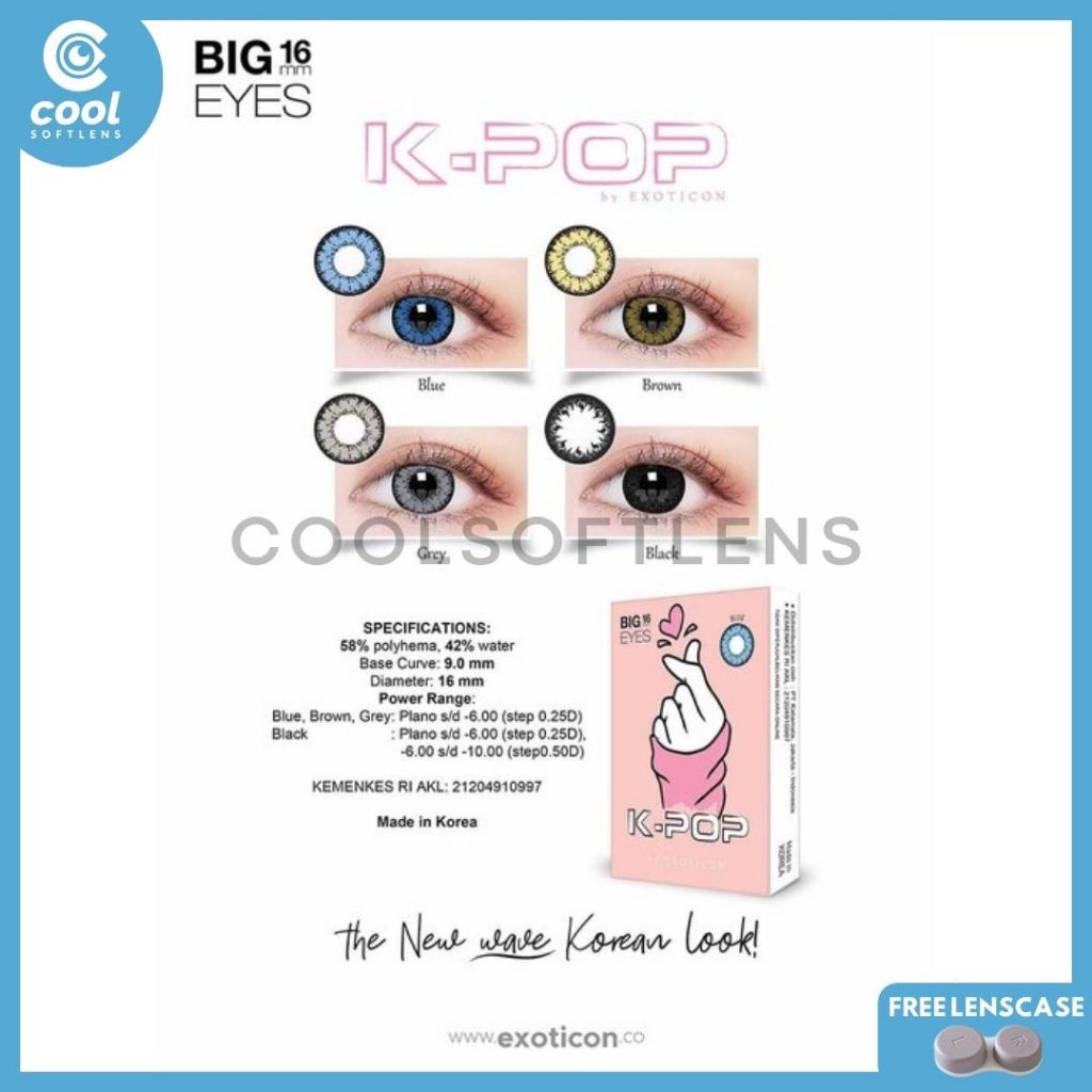 Softlens X2 KPOP 16 MM Normal & Minus (-0,50 S/D -6,00) By X2 Exoticon / Soflen Kpop / Kpop By X2 Ex