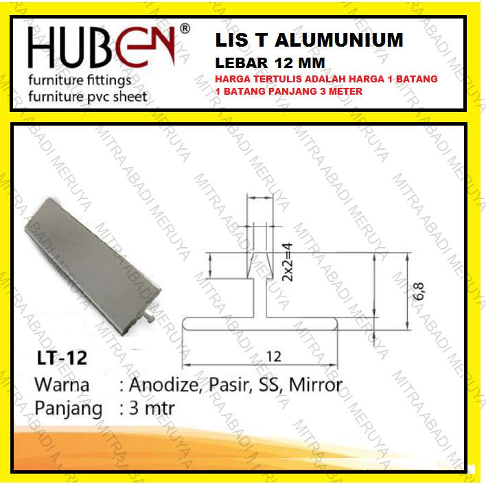 Profil Alumunium Lis Penutup Celah Tali Air LT Lis T Aluminium 12 mm