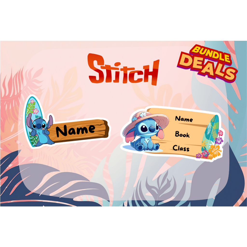 

[ ISI 22 ] STITCH - BUNDLE DEALS 2 NAMA 2 KARAKTER - STICKER LABEL NAMA ANAK