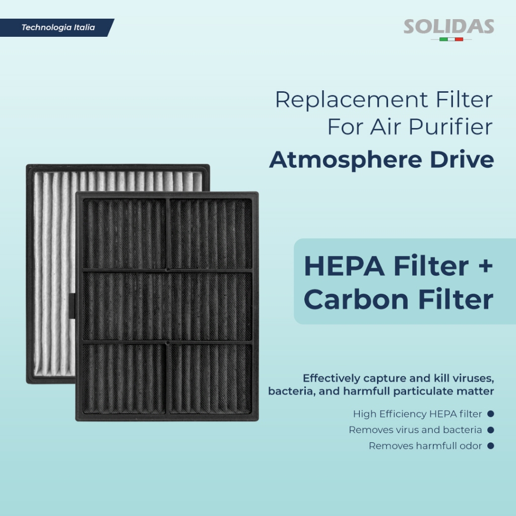 Solidas Filter Remplacement Air Purifier Atmosphere Drive HEPA + Carbon