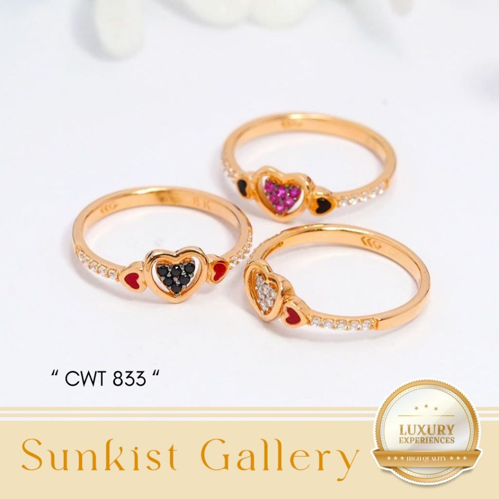 CINCIN WANITA DEWASA MODEL LOVE PERMATA EMAS ASLI EMAS MUDA KADAR 8K (375) CINCIN MODEL LOVE PERMATA