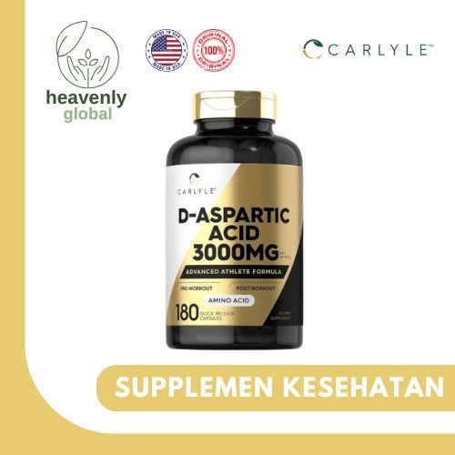 Carlyle D Aspartic Acid 3000mg - 180 Capsules Non-GMO & Gluten Free