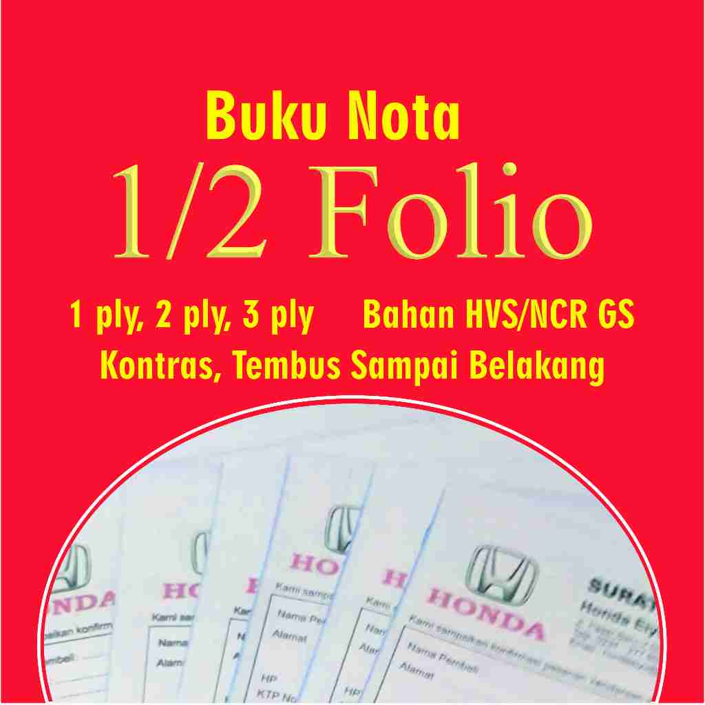 

Nota Kas Bon 1/2 Folio Isian Tembus Tanpa Karbon Murah