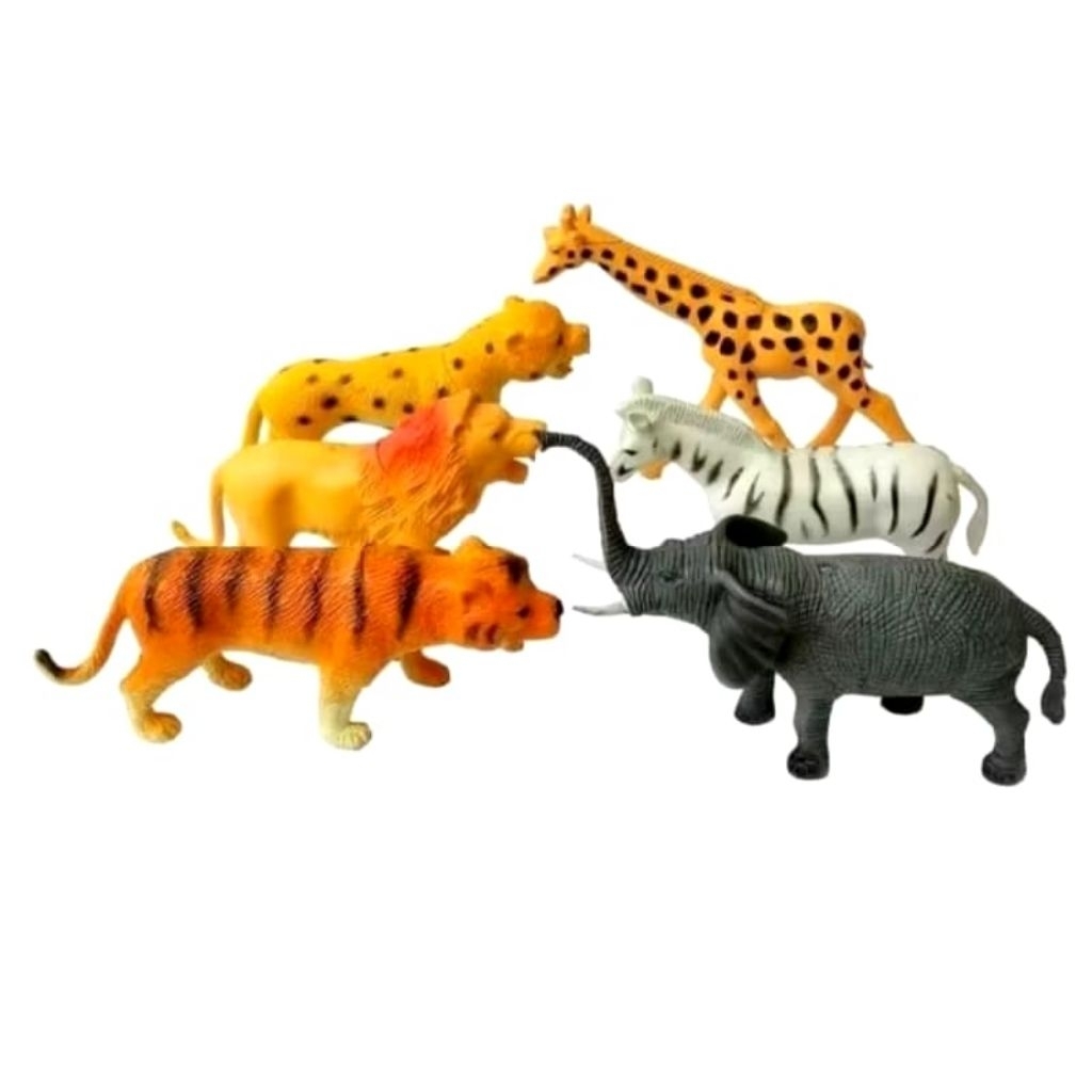 GOGO TOYS - MAINAN ANAK KARET ANIMAL KARET ISI 6 pcs FULL KARET WORLD ANIMAL (147-13)