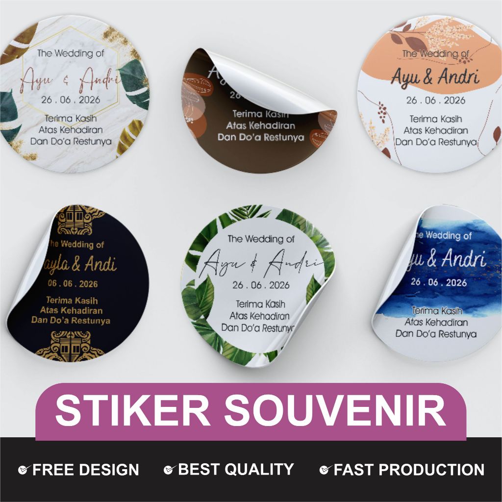 

Stiker souvenir pernikahan dan hampers bentuk lingkaran ukuran <= 3,5cm, sticker cutting edisi 04