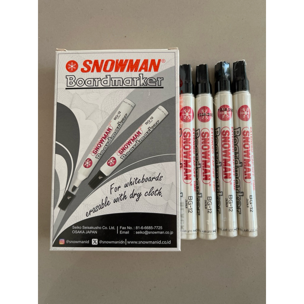 

1 buah !!! Spidol Whiteboard snowman non permanent warna HITAM