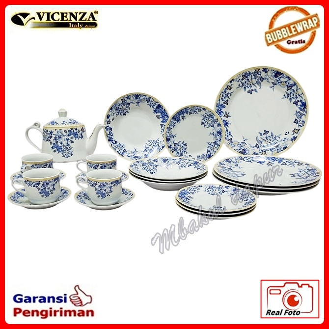 Piring Makan Keramik Set Dinner Set Peralatan Makan Set Komplit Vicenza  MEWAH D 22