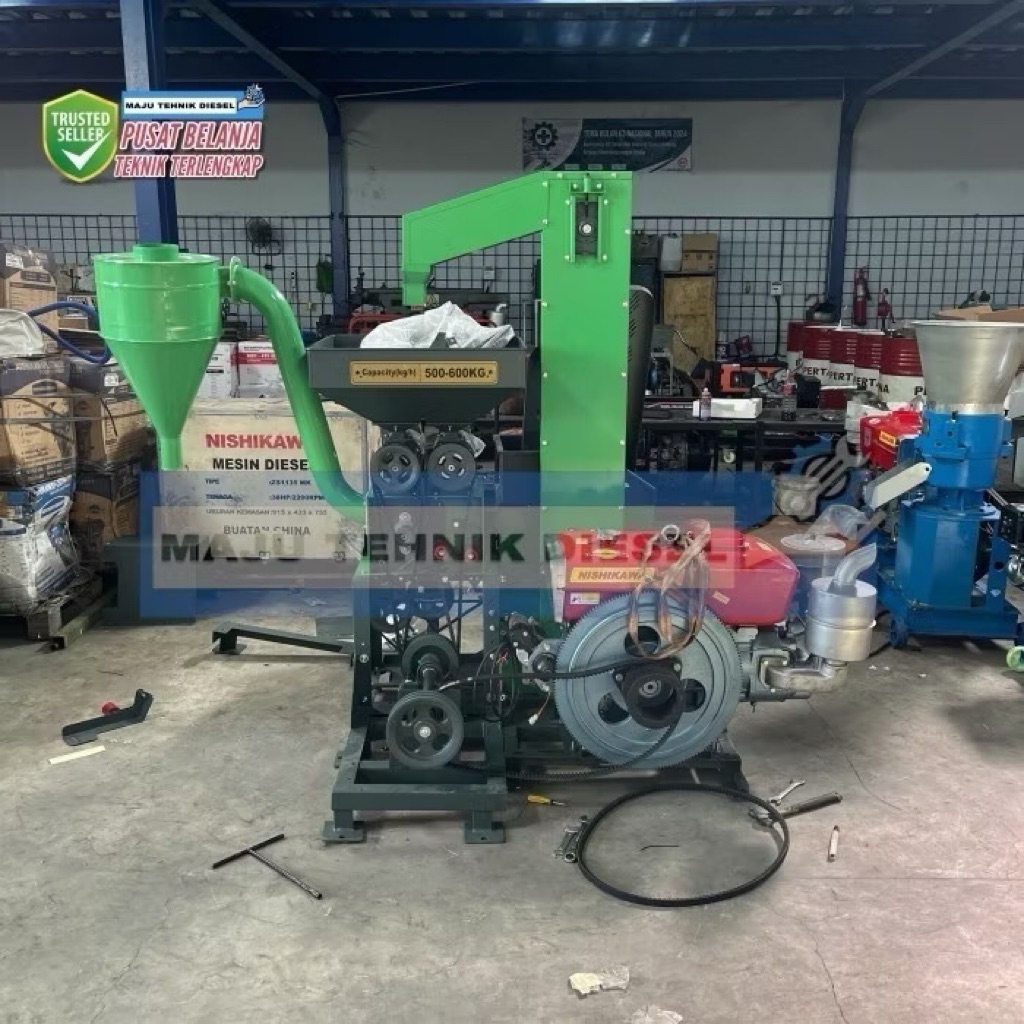 Mesin Giling Padi Mahkota KD 650 Pro D + Elevator Fullset Siap Pakai