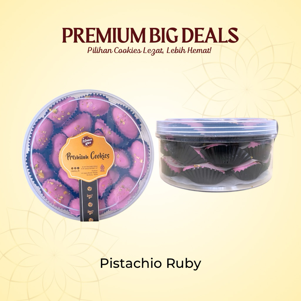 

ISTANA KUE KERING PISTACHIO RUBY PREMIUM COOKIES | Kue Pistachio Viral, Belgian Chocolate Ruby Berries Special