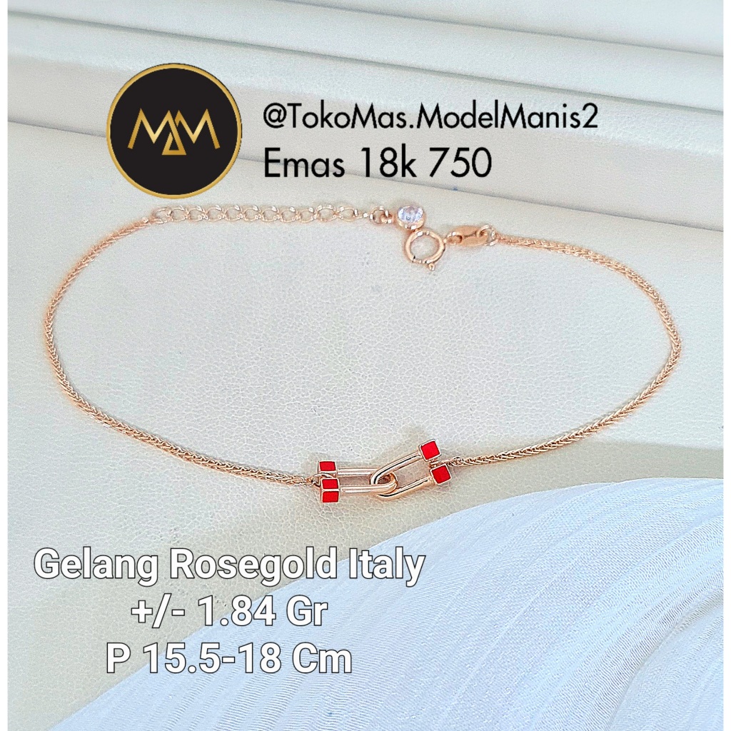 Gelang Hardwear Red Italy Au Rosegold 750 kadar 18k