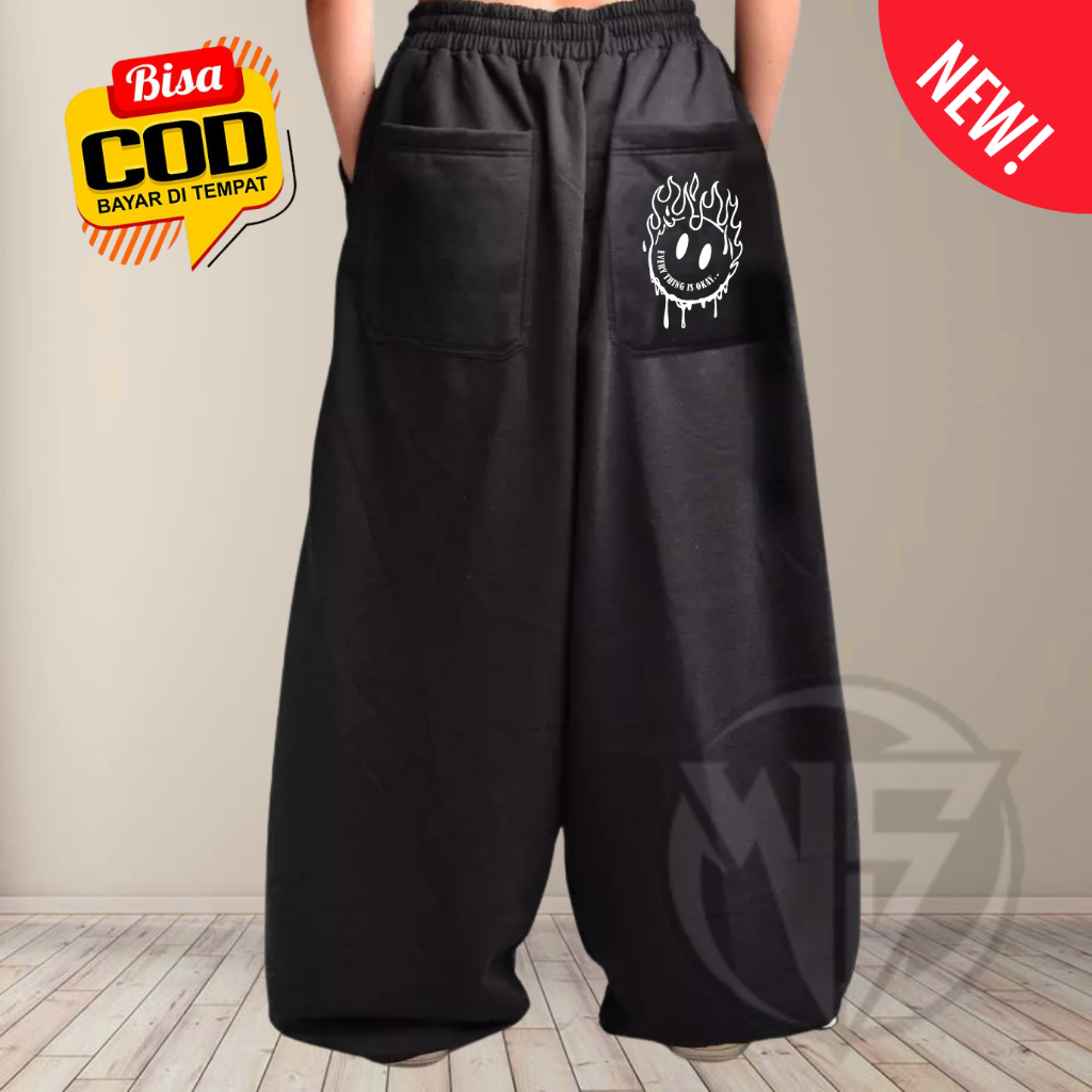 Celana Gombrang Pria/Wanita Baggy Pants Korea Style Oversize -Celana Gombrong Longgar