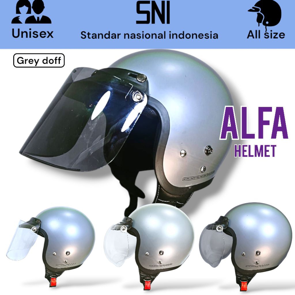 Helm Retro Cargloss / Helm Dewasa Model Cargloss #GREY DOFF #COWO CEWE DEWASA || FREE VISOR