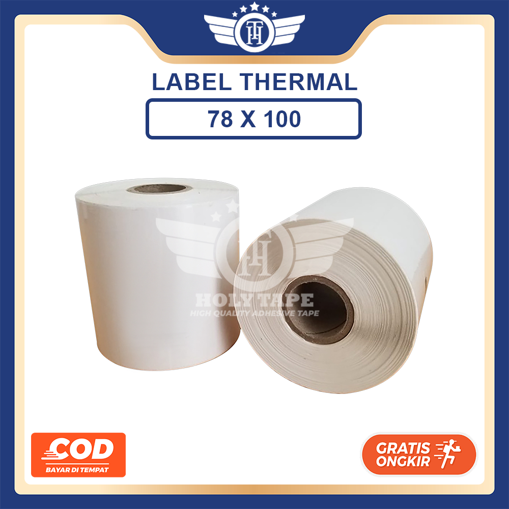 

LABEL THERMAL HOLYTAPE 78 X 100 / 78MM X 100MM ISI 300PCS/ROLL KUALITAS PREMIUM