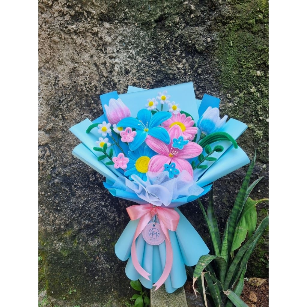 (READY STOK)  Buket Bunga Kawat Bulu / Buket Kawat Bulu / Buket Bunga Tulip Kawat Bulu/ Buket Bunga 