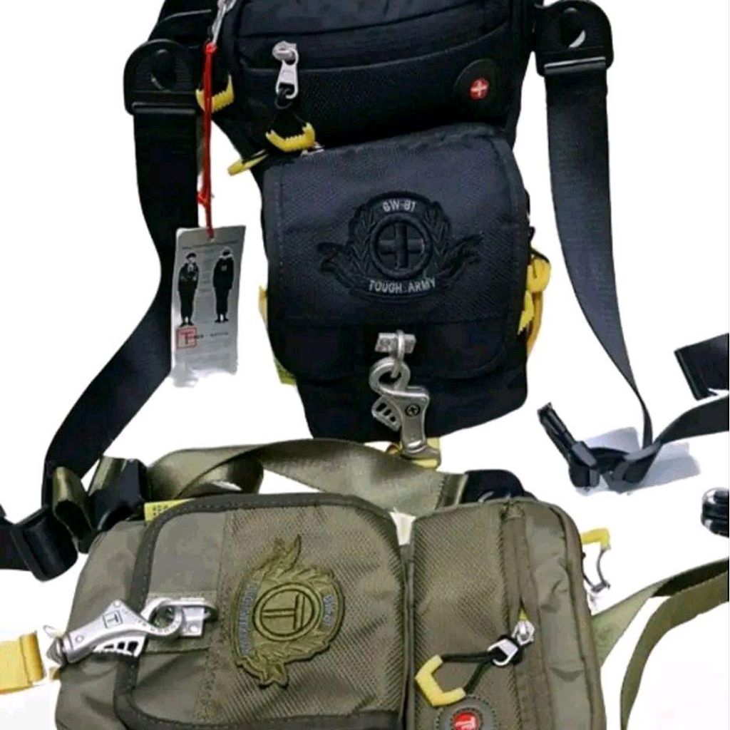 Tough Army Tas Selempang/Tas Paha 5501 Waterproof Import Canvas Pria Selempang Anti Pencurian Ringan