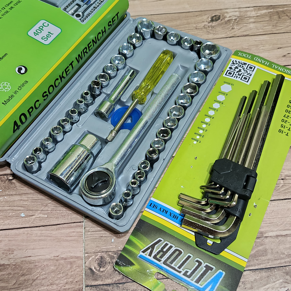 Paket Kunci Shock 40 Pcs & Kunci L Set 9 Pcs Panjang Victory ( Ready Cod )Kunci Sok Full Set Lengkap