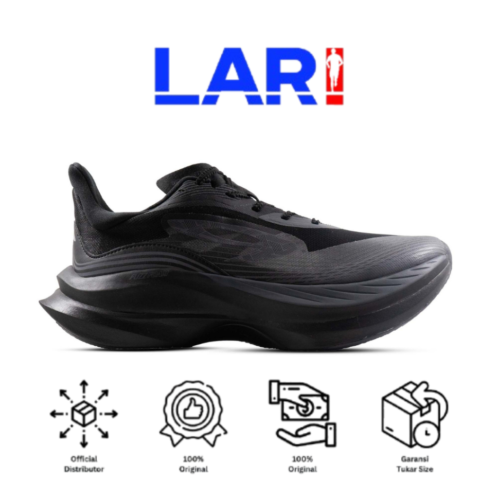 910 Nineten Haze Pro Hitam/Abu-Abu Sepatu Lari Race , Stability , Running