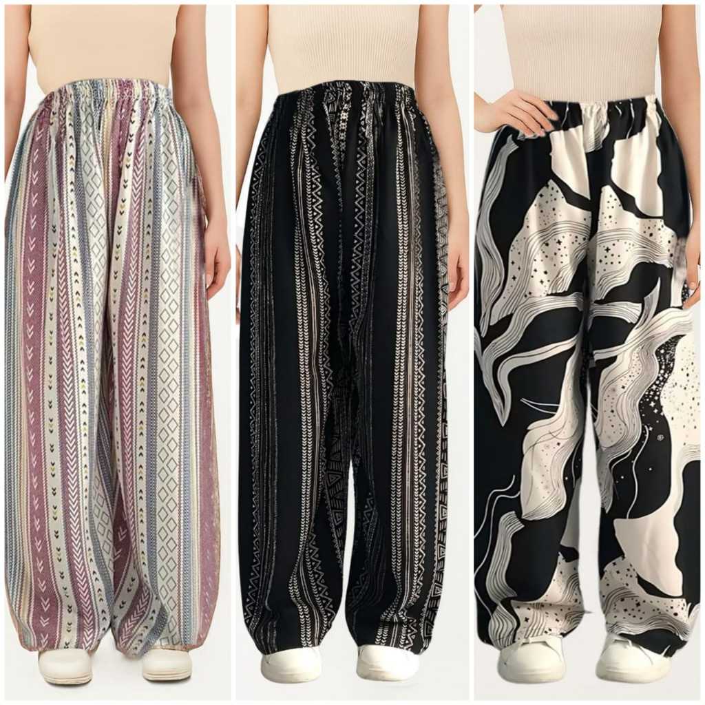 Kulot Hommy Motif Rayon Viscose Premium Jumbo Dan Standard Model Terbaru Remaja Kekinian Warna Hitam Soft Termurah Celana Panjang Wanita Korean Style Mewah Bisa Cod