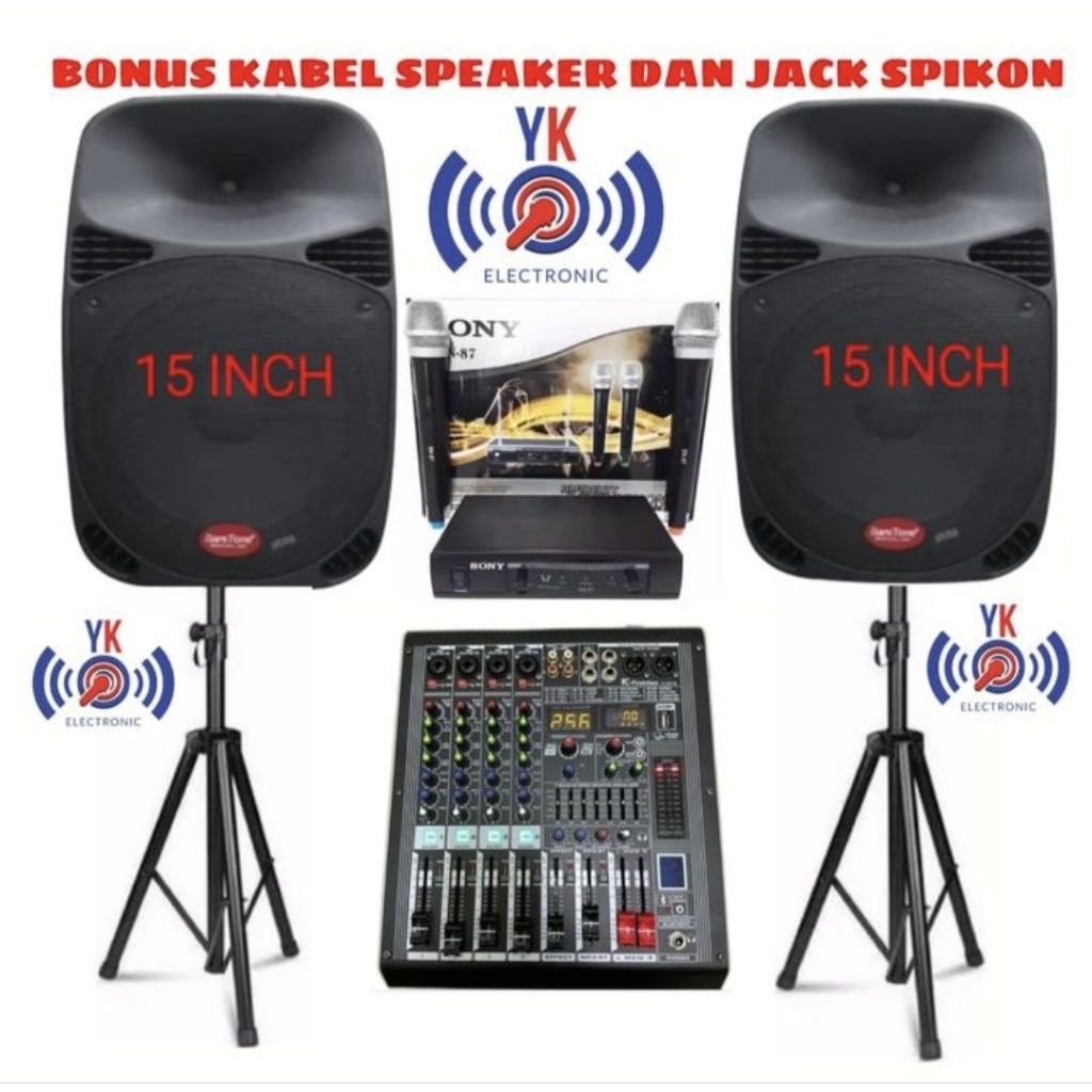 paket sound system 15 inch speaker baretone original bluetooth