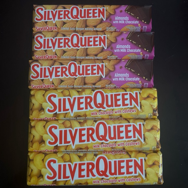

Silverqueen Coklat Susu Batang Almond dan Cashew 55gr Silver Queen Milk Chocolate Cashews Almond