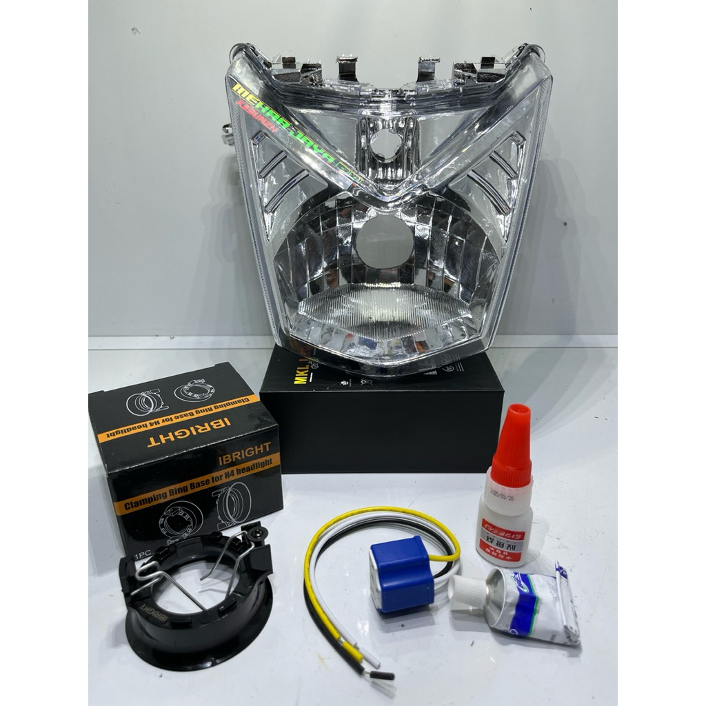 Reflektor lampu h4 lengkap fiting soket H4 Honda BEAT FI 2012-2014