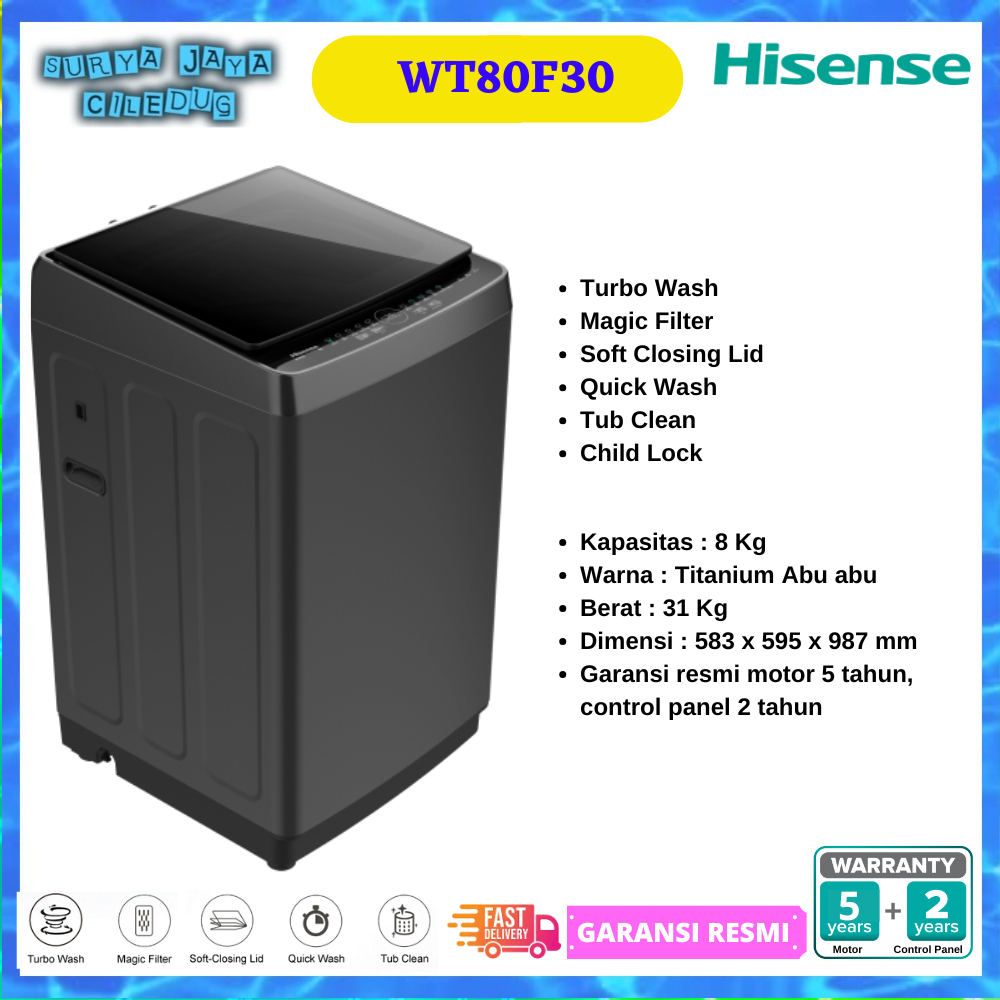 MESIN CUCI HISENSE WT80F30 TOP LOADING 8 KG