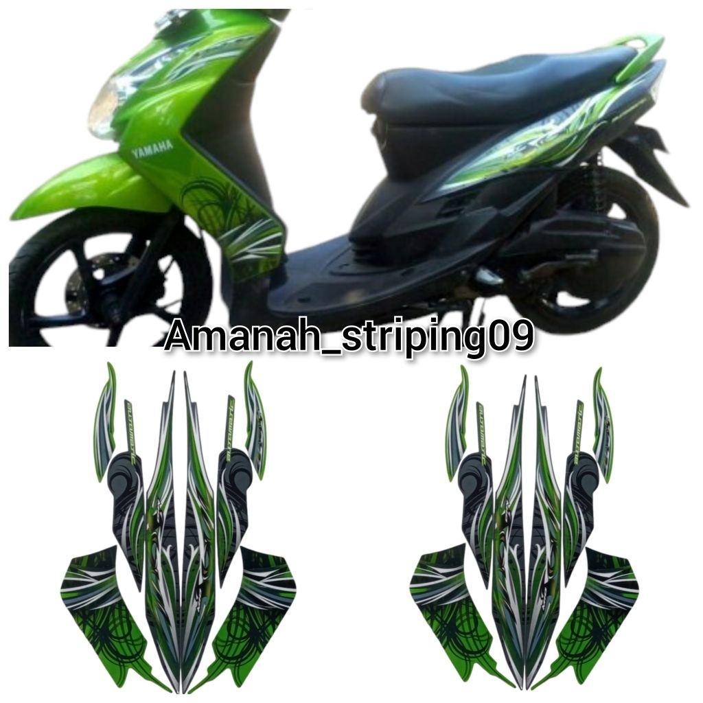 Set stiker striping standart motor mio soul 2009/2010 warna hijau - body polet mio soul 2009 hijau f