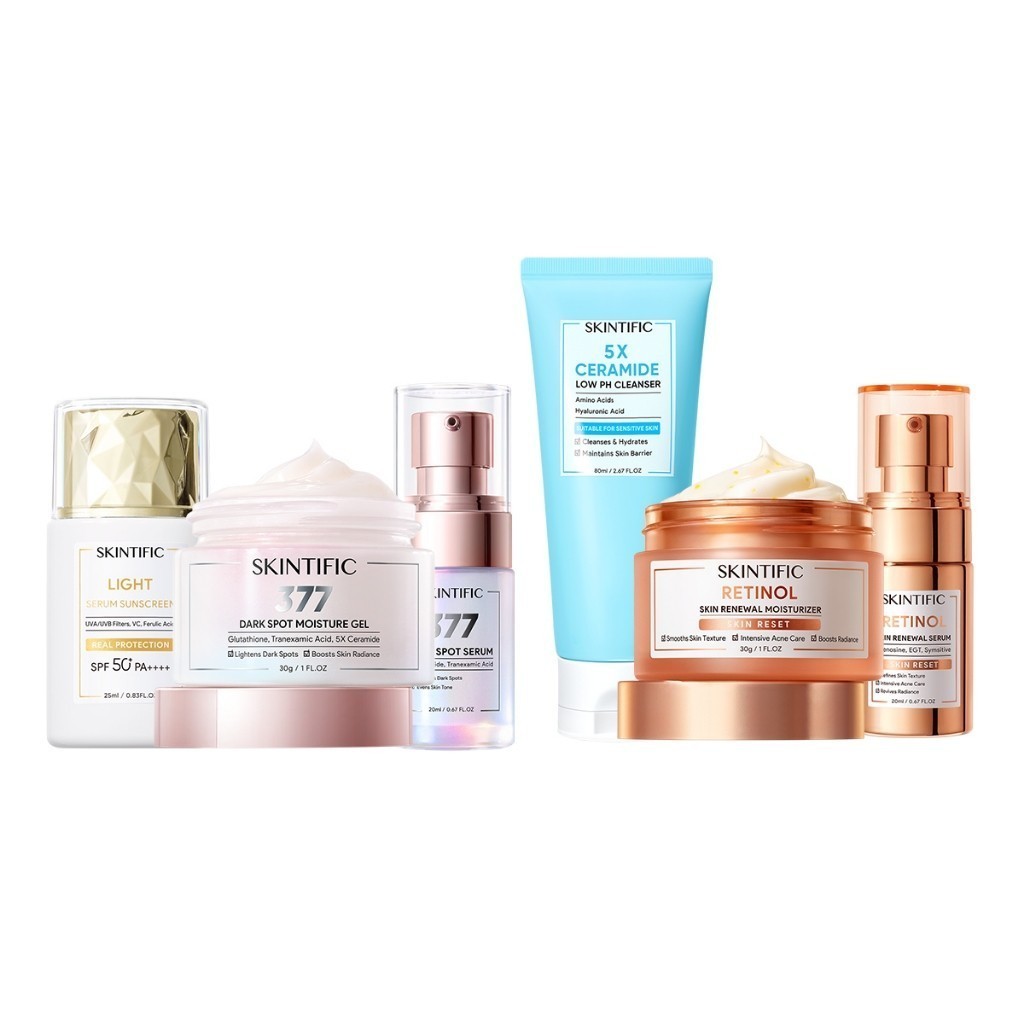 [SKINTIFIC] 6pcs Paket Skincare Set | Retinol Skin Renewal Serum 20ml + Retinol  Moisturizer 30g + 5