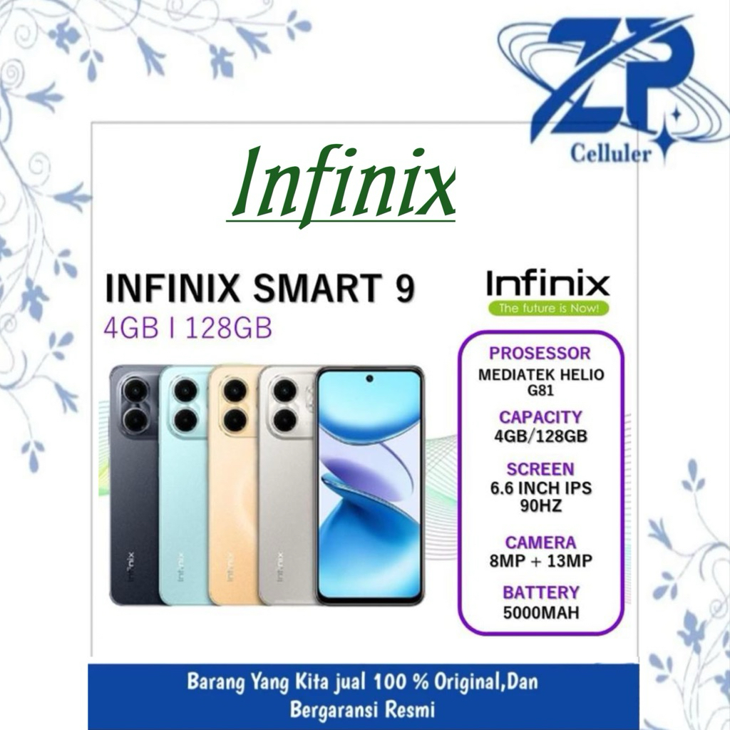 infinix smart 9 ram 4gb/rom 128gb garansi resmi infinix