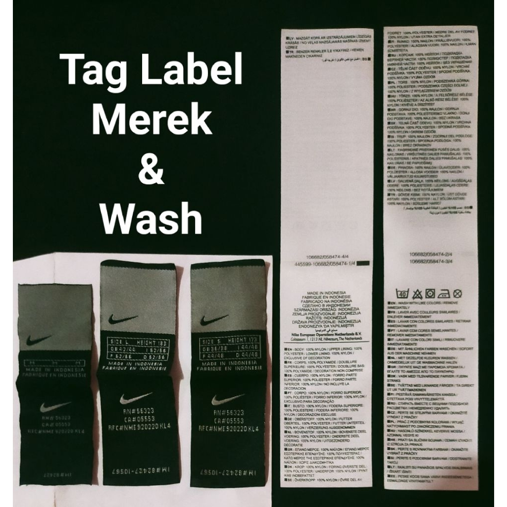 

tag merek label (main size care) tag nike /pasang