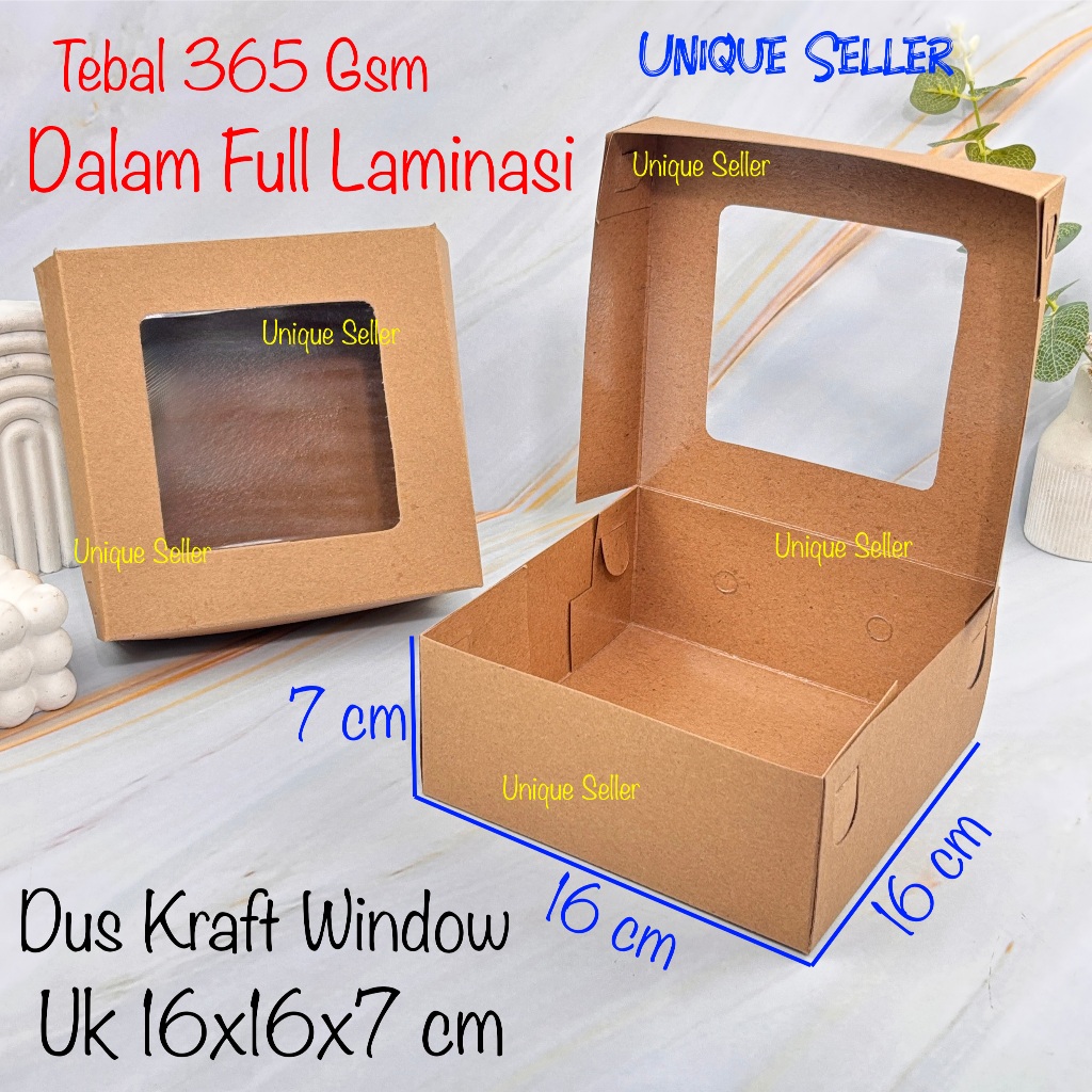 

Dus Box Kotak Nasi R6 KRAFT 16x16x7 Jendela FULL Laminasi 350 Gram / Dus Bos Kotak Hampers R6 Uk 16x16 x 7 KRAFT WINDOW / Dus Box Kotak Kue Roti Snack 16 x 16 x 7 cm