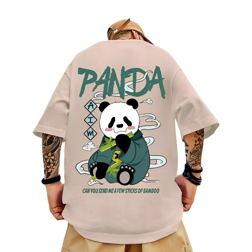 Kaos Tshirt Panda Cute Hold Bamboo Bahan Katun Combed 30s Premium Size XS-5XL Atasan Baju Pria