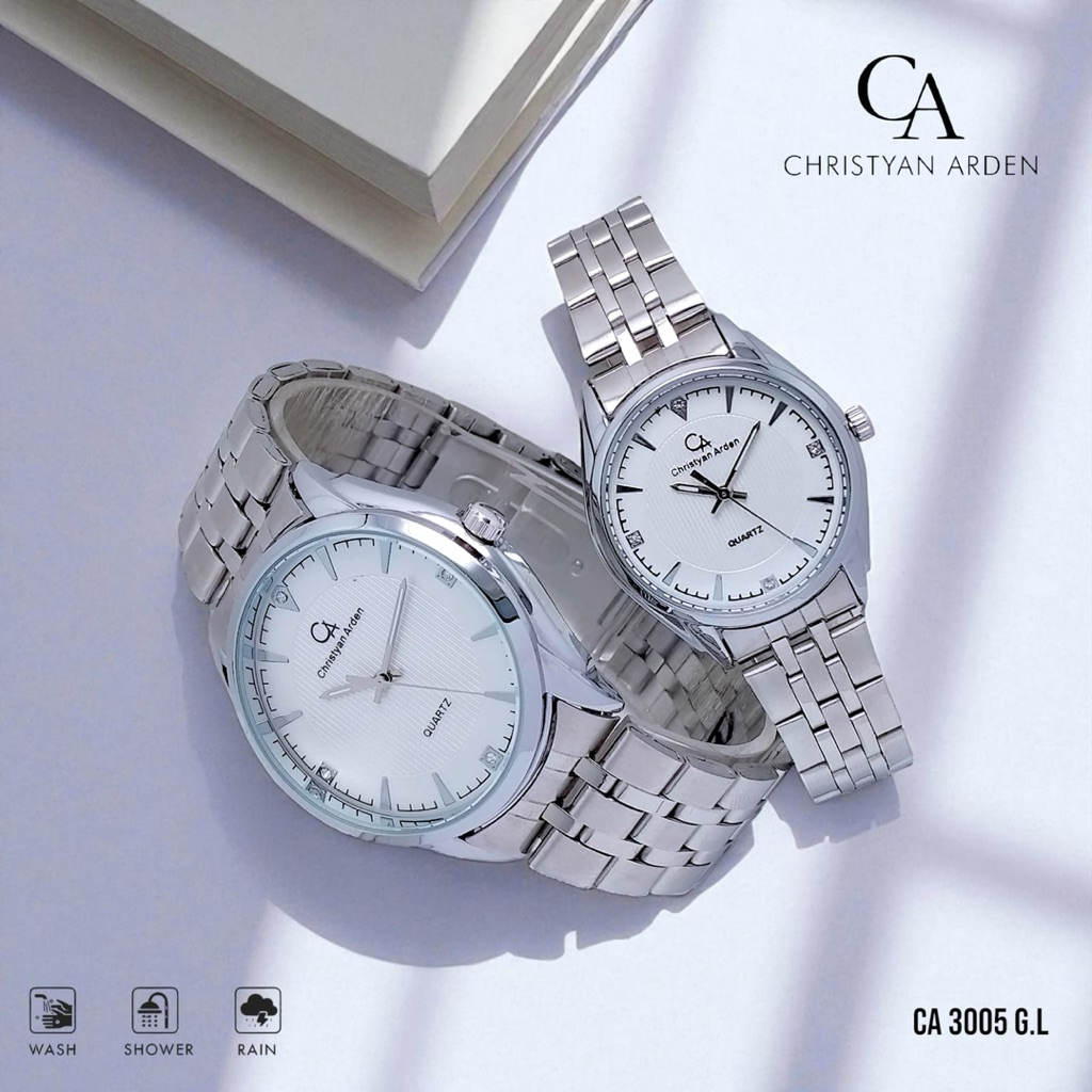 Jam Tangan Couple Anti Air Christyan Arden 3005 G.L Jam Tangan Cowok Jam Tangan Cewek Rantai Halus