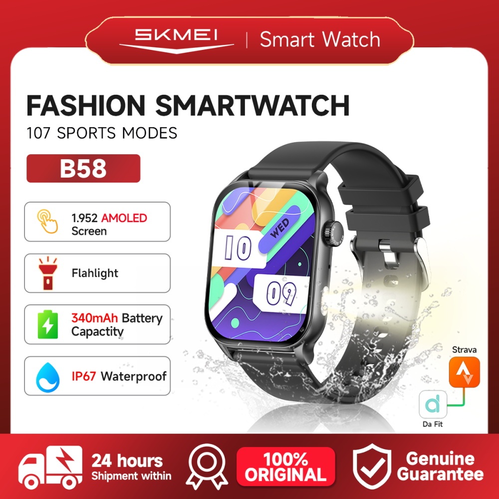 SKMEI B58 Smartwatch IP67 Waterproof  Jam Tangan Smartwatch Pria 1.95inci AMOLED Touch Screen / 100+