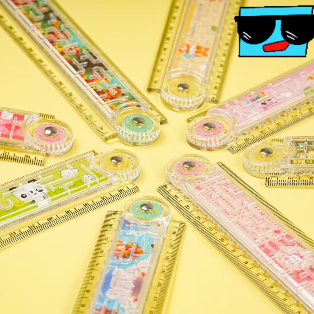 

Folding maze puzzle ruler, children's cartoon multifunctional ruler, student puzzle stationery prize