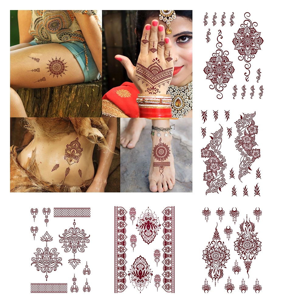 henna instan maroon lengkap 1 set make up henna pengantin
