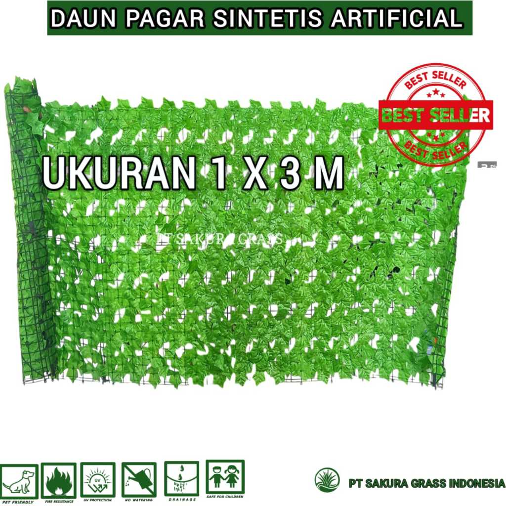 Daun Sintetis Pagar - Tanaman Dinding Sintetis 1X3 Meter