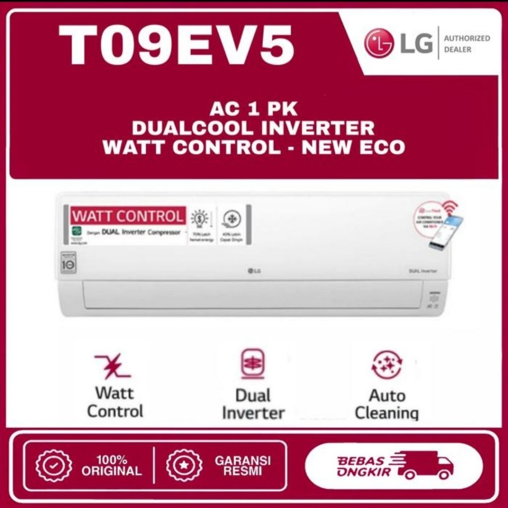 AC LG 1PK INVERTER T09EV5 DUAL COOL INVERTER AC LG 1 PK