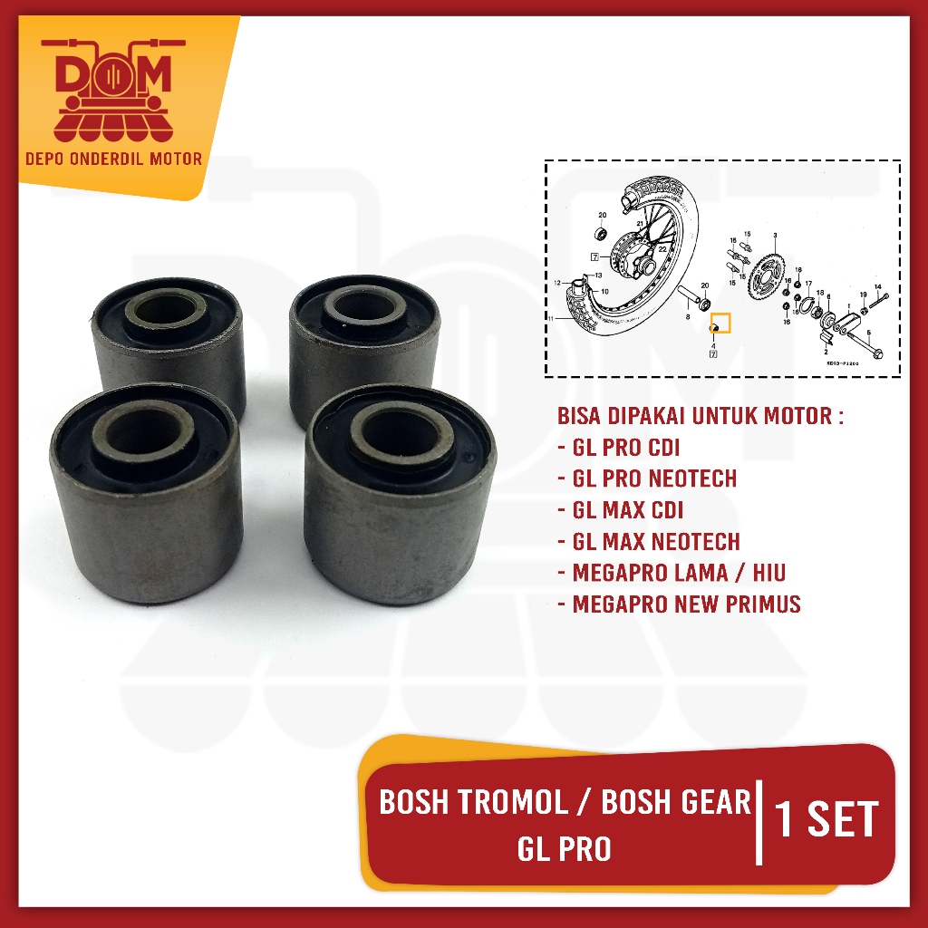 Bosh Tromol Gear GL PRO ISI 4 (PSP) Bos Gir Roda Belakang GL MAX NEOTECH MEGAPRO OLD HIU NEW PRIMUS