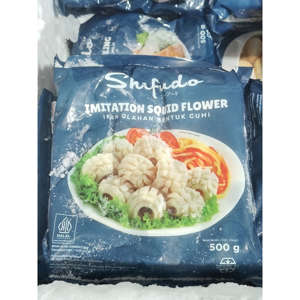 

Shifudo Imitation Squid Flower 500gr(Ikan Olahan Bentuk Cumi – “Cumi Bunga”)