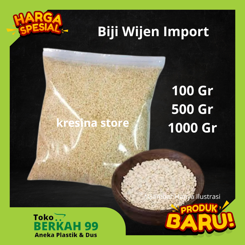 

biji wijen putih import kemasan reffil 100 gr 500