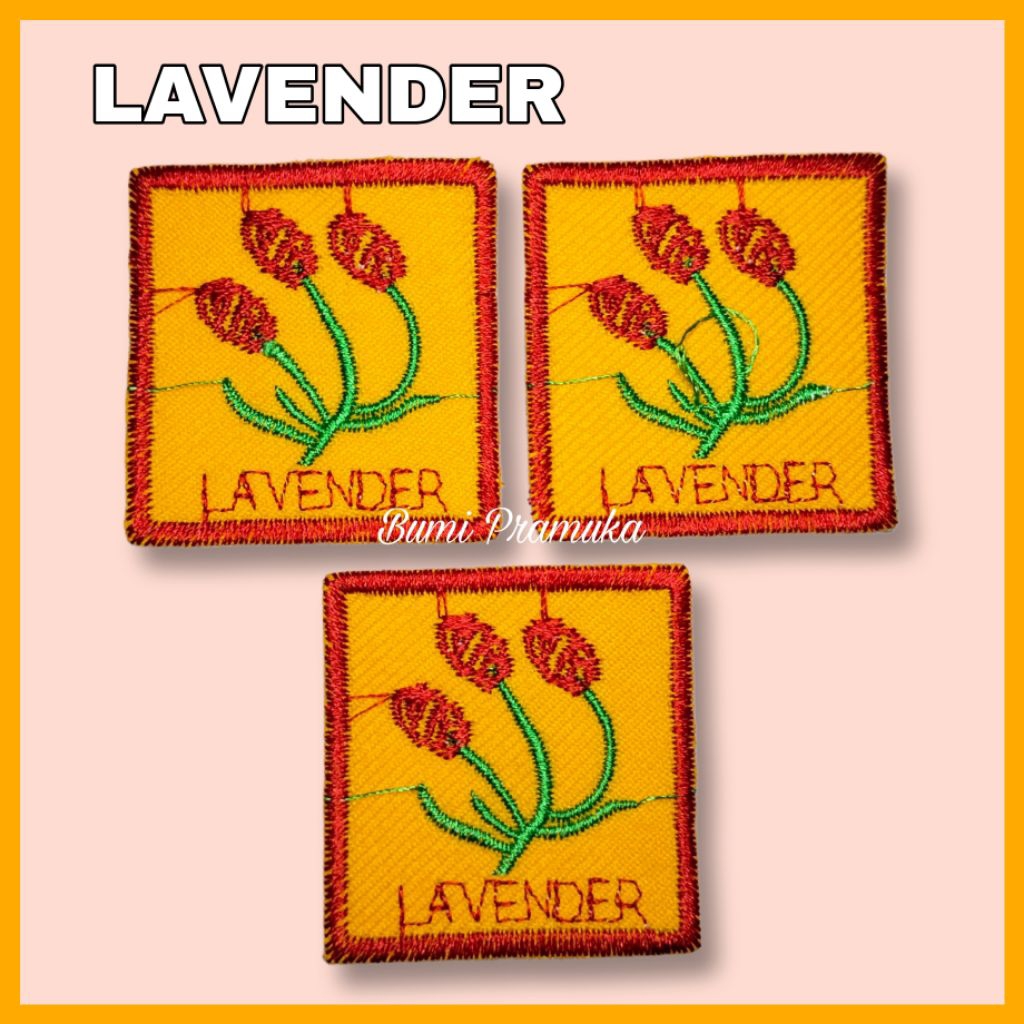 Tanda regu pramuka putri bordir bunga lavender Bet bordir tanda regu lavender