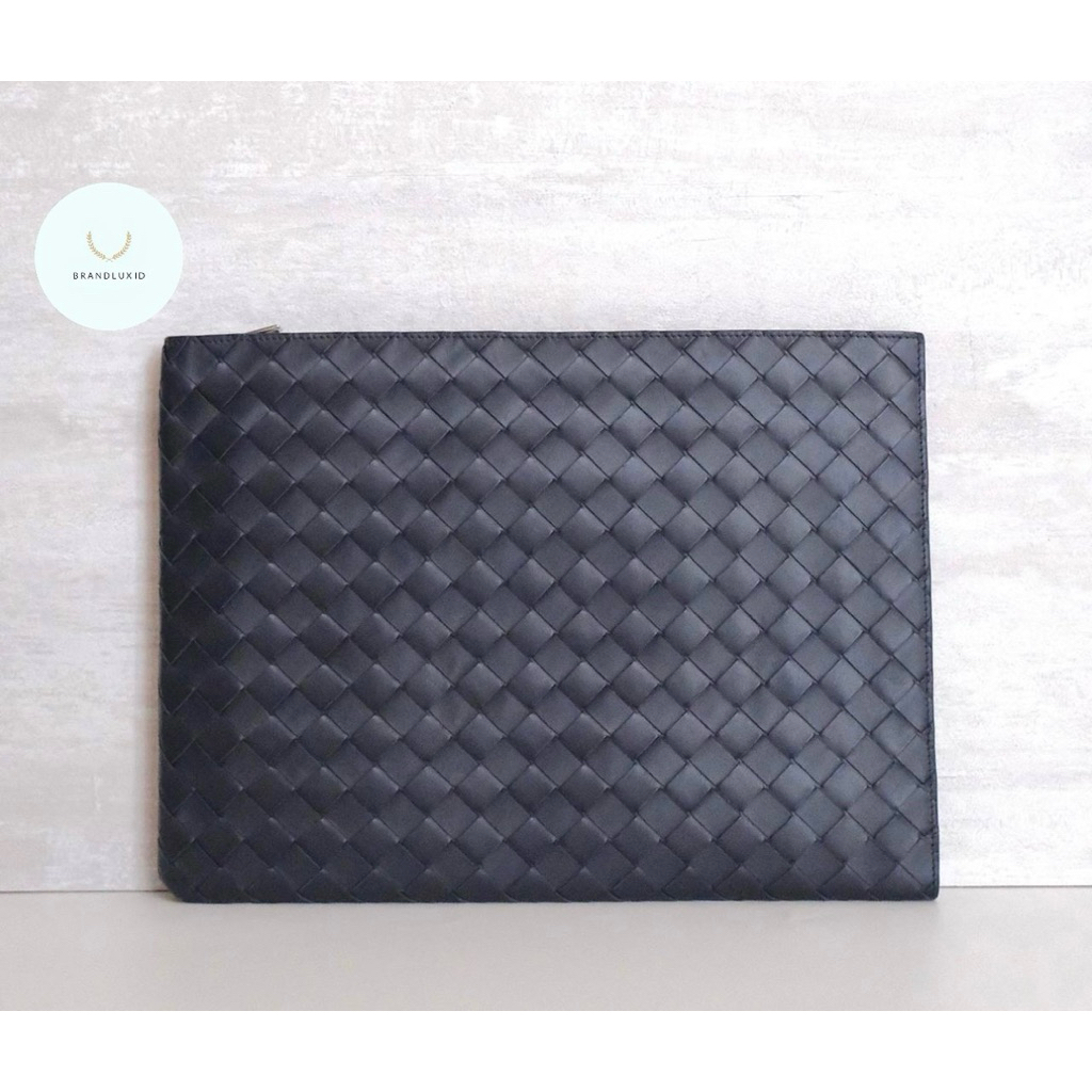 Bottega Veneta Pouch / Pochette / Clutch in Deep Blue Space / Yellow Green Pollen